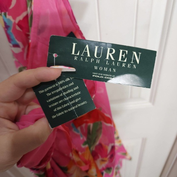 Ralph Lauren Womens Midi Skirt Vtg Silk Pink Floral Peasant Y2K 90s Fairy Sz 20W - Picture 11 of 12